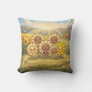 Sunny Sunflower Meadow Pillow
