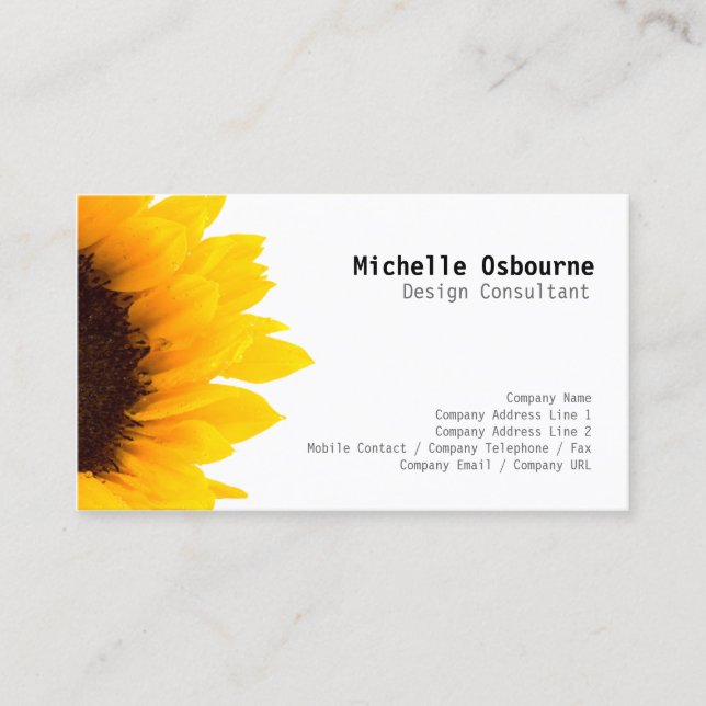 Sunny Sunflower Nature Business Card (Front)