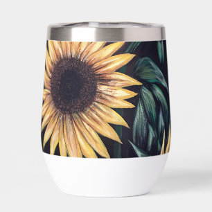 Sunny Sunflower Painting Botanical Floral Nature Thermal Wine Tumbler