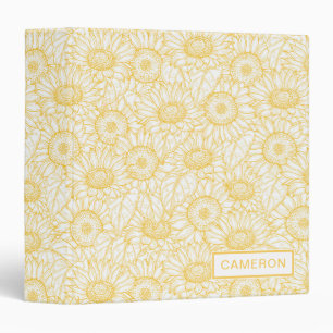 Sunny Sunflower Pattern 3 Ring Binder