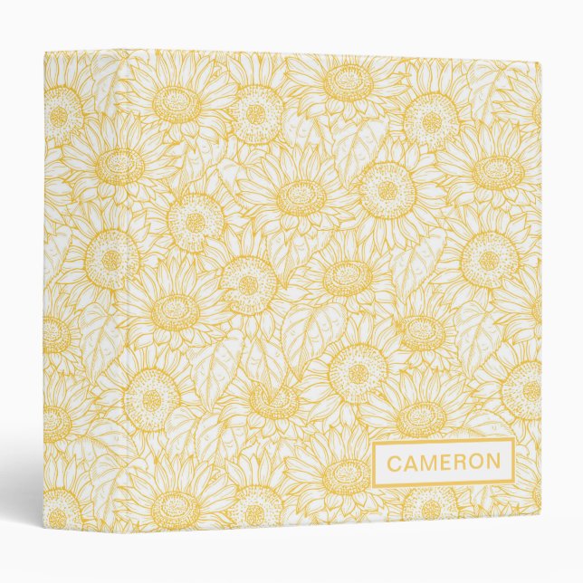 Sunny Sunflower Pattern 3 Ring Binder (Front/Spine)