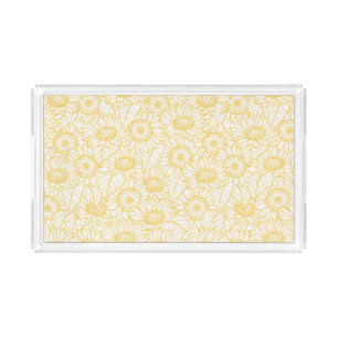 Sunny Sunflower Pattern Acrylic Tray