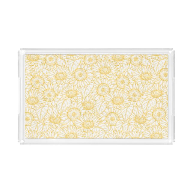 Sunny Sunflower Pattern Acrylic Tray (Front)