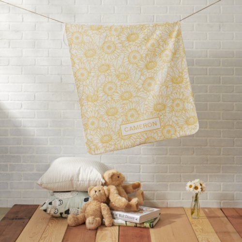 Sunny Sunflower Pattern Baby Blanket