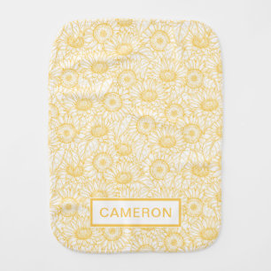 Sunny Sunflower Pattern Baby Burp Cloth