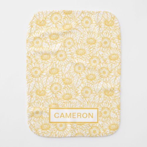 Sunny Sunflower Pattern Baby Burp Cloth