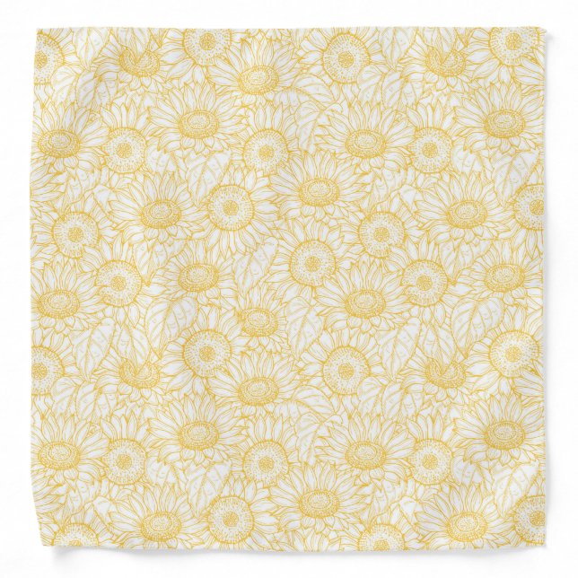 Sunny Sunflower Pattern Bandana (Front)