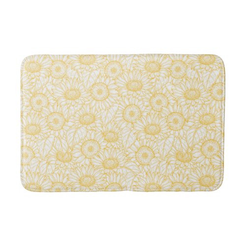 Sunny Sunflower Pattern Bath Mat