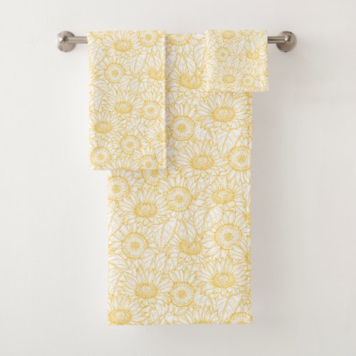 Sunny Sunflower Pattern Bath Towel Set