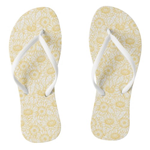 Sunny Sunflower Pattern Flip Flops