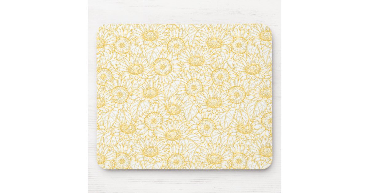 Sunny Sunflower Pattern Mouse Pad | Zazzle