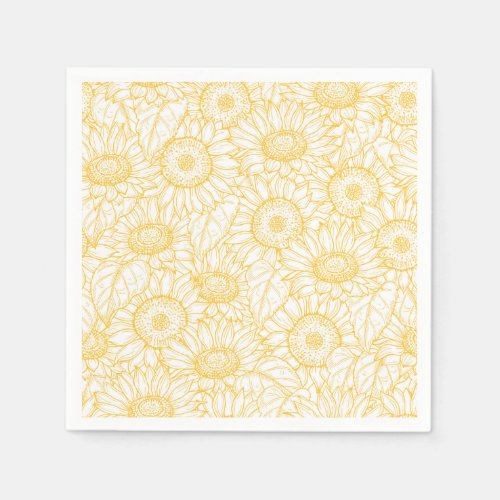 Sunny Sunflower Pattern Napkins