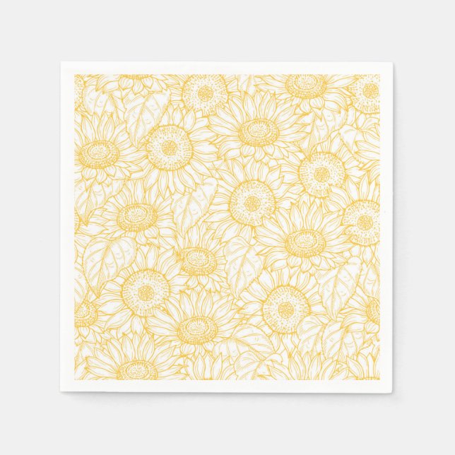 Sunny Sunflower Pattern Napkins (Front)