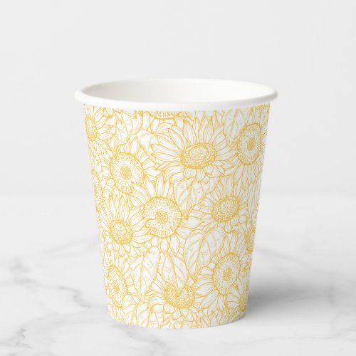 Sunny Sunflower Pattern Paper Cups