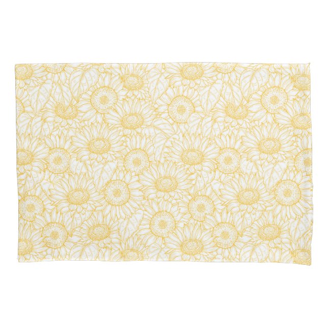 Sunny Sunflower Pattern Pillow Case (Front)