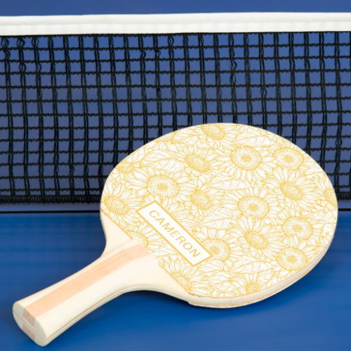 Sunny Sunflower Pattern Ping Pong Paddle