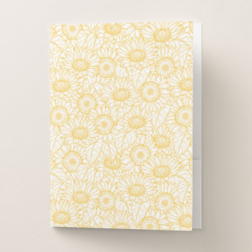 Sunny Sunflower Pattern Pocket Folder