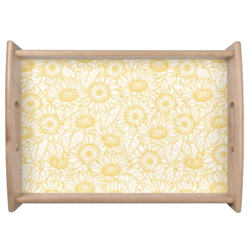 Sunny Sunflower Pattern Serving Tray