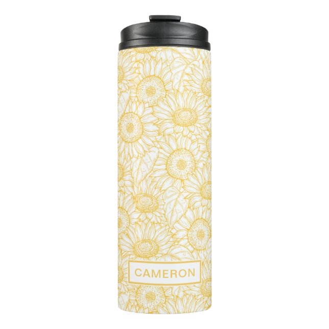 Sunny Sunflower Pattern Thermal Tumbler (Front)