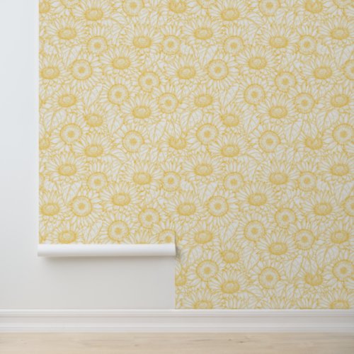 Sunny Sunflower Pattern Wallpaper