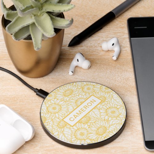 Sunny Sunflower Pattern Wireless Charger