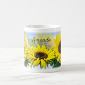Sunny Sunflower Personalized Custom Text Coffee Mug (Center)