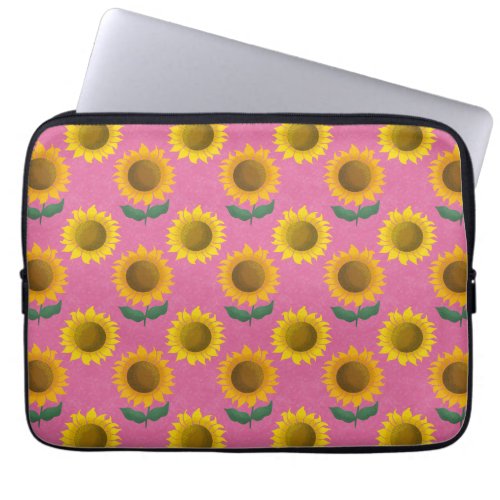 Sunny sunflower _ pink laptop sleeve