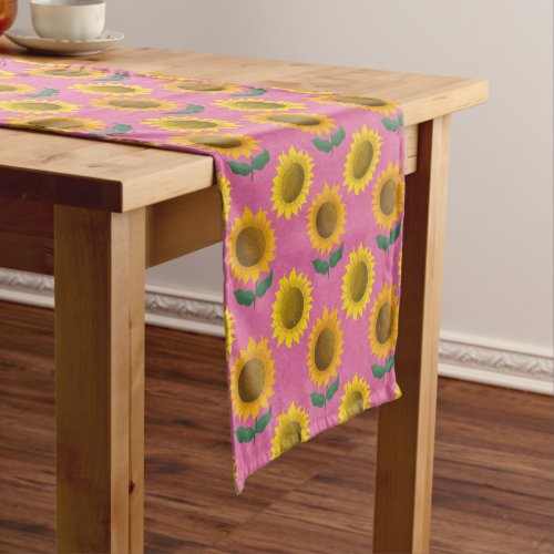 Sunny sunflower _ pink short table runner