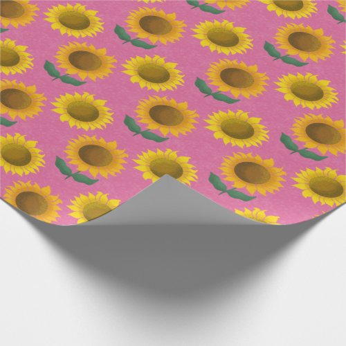 Sunny sunflower _ pink wrapping paper