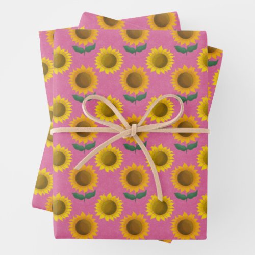 Sunny sunflower _ pink wrapping paper sheets