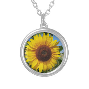 Sunny Sunflower Silver Plated Necklace