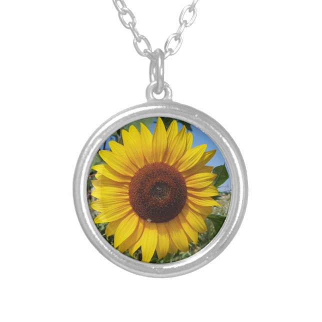 Sunny Sunflower Silver Plated Necklace (Front)