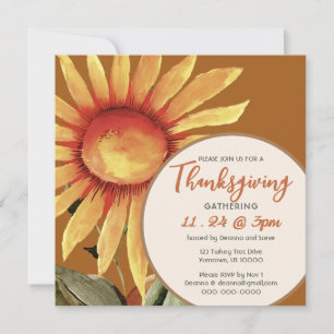 Sunny Sunflower, Thanksgiving Invitation