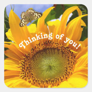Sunny Sunflower, Thinking of You Square Sticker