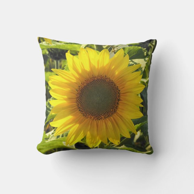 Sunny Sunflower Throw Pillow (Front)