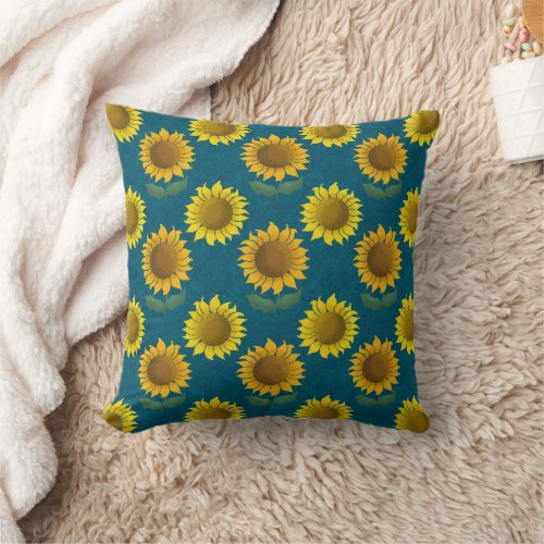 Sunny sunflower throw pillow