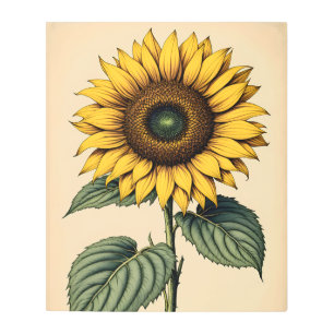 Sunny Sunflower, Vintage Botanical Art