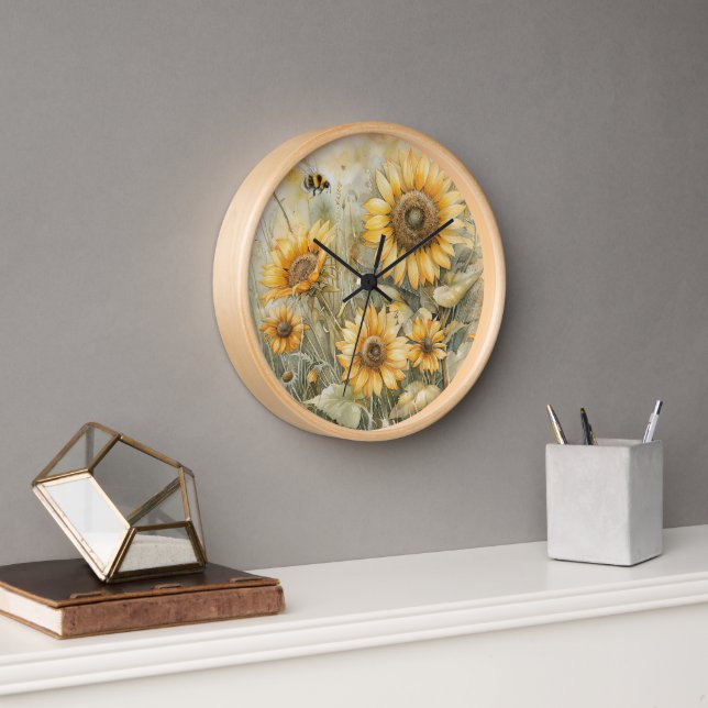 Sunny Sunflower Wall Clock (Office)