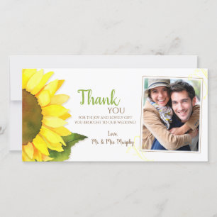 Sunny Sunflower Wedding Photo Thank You Card