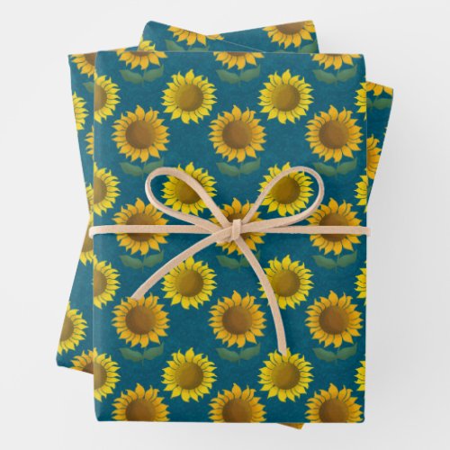 Sunny sunflower wrapping paper sheets
