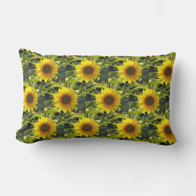 Sunny Sunflowers Field Lumbar Pillow (Front)