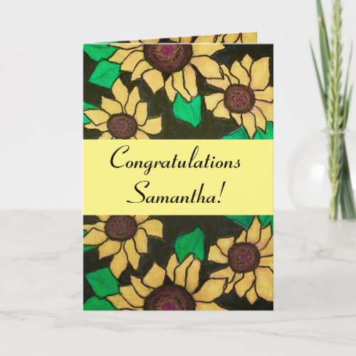 Sunny Sunflowers Graduation Congratulations Yellow Card