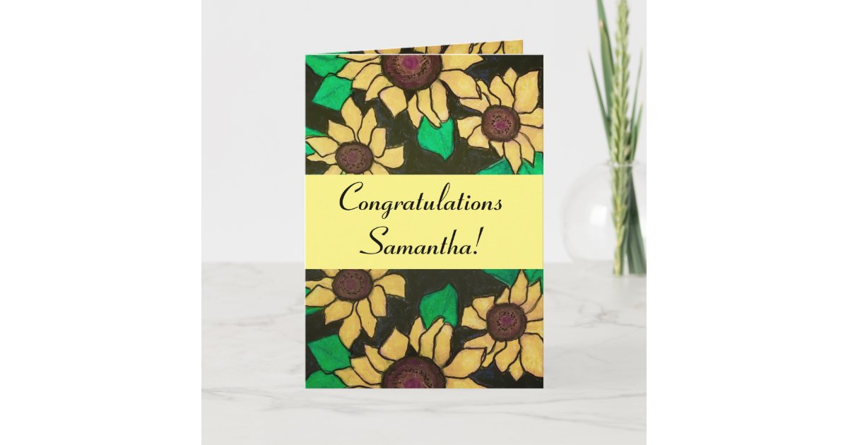 Sunny Sunflowers Graduation Congratulations Yellow Card | Zazzle
