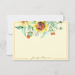 Sunny sunflowers personalized note card