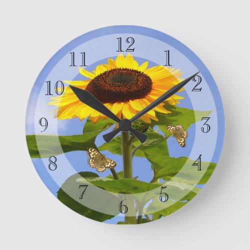 Sunny Sunflowers Round Clock