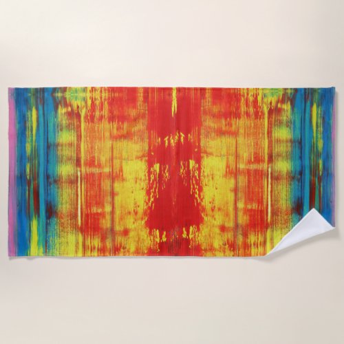 Sunny Sunset Colorful Abstract Art Beach Towel