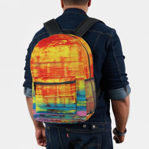 Sunny Sunset Colorful Abstract Art Printed Backpack
