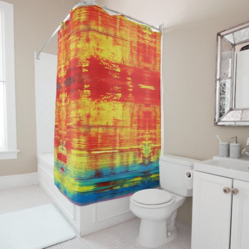 Sunny Sunset Colorful Abstract Art Shower Curtain