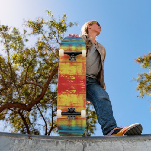 Sunny Sunset Colorful Abstract Art Skateboard
