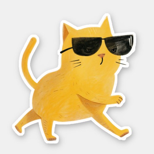 Sunny Swagger Cool Cat in Shades Sticker